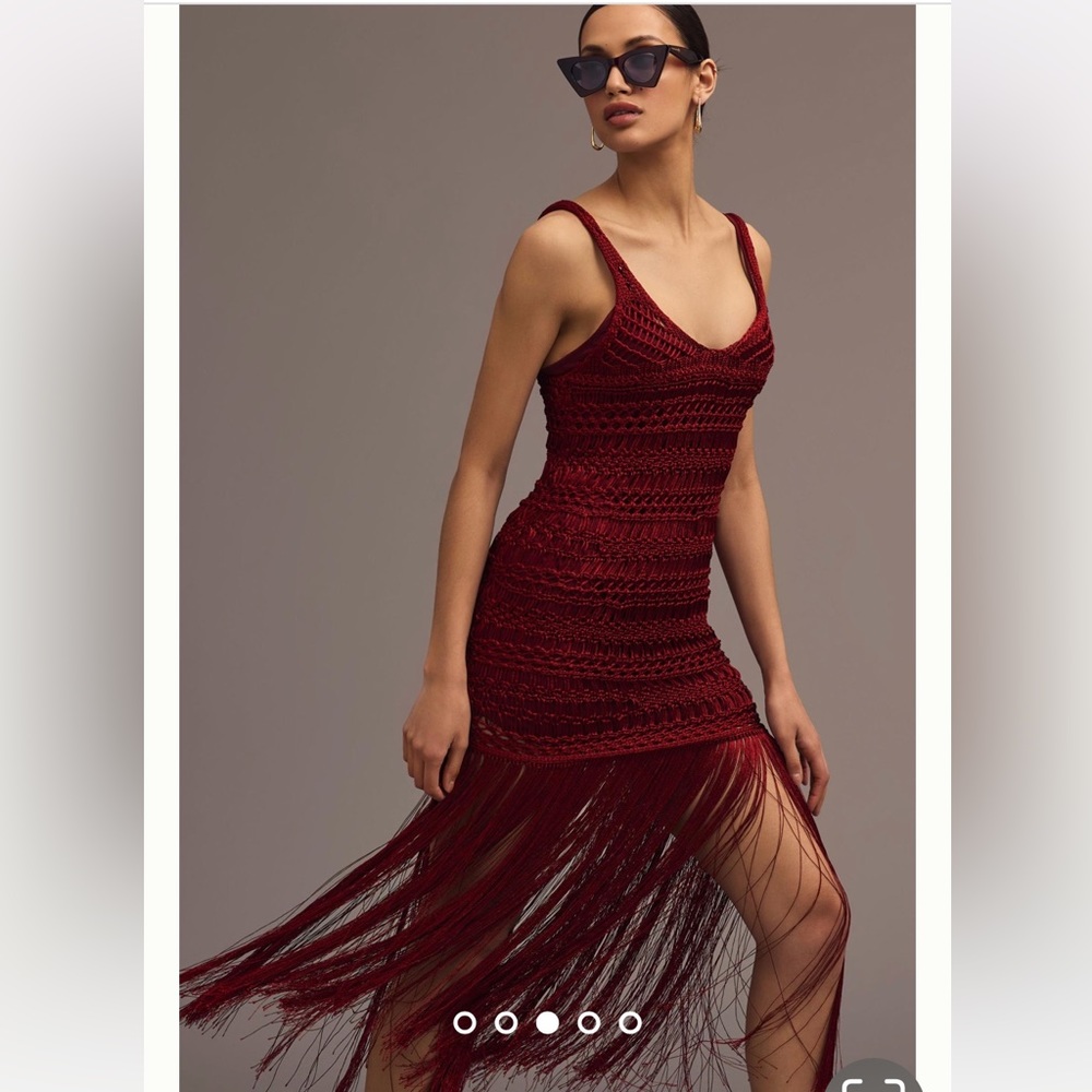 Anthropologie NWT Cecilia Prado Fringed Dress Size M.